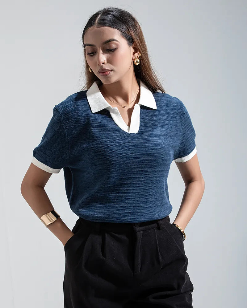 Swae Retro Knit Polo (Cobalt Blue)