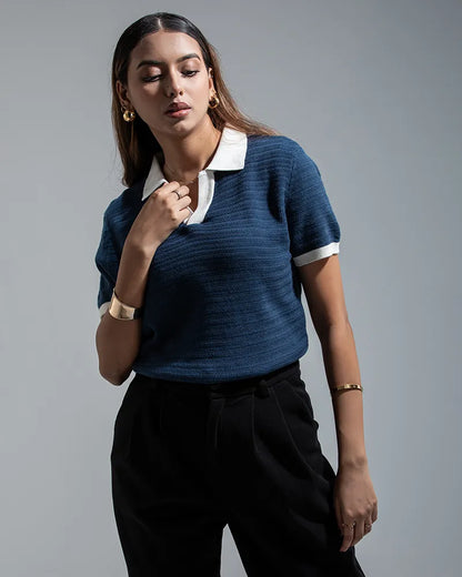 Swae Retro Knit Polo (Cobalt Blue)