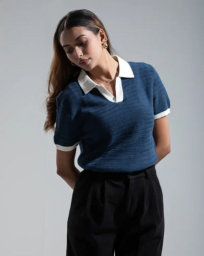 Swae Retro Knit Polo (Cobalt Blue)