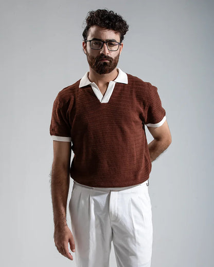 Swae Retro Knit Polo (Chocolate Brown)