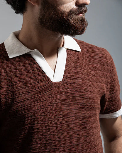 Swae Retro Knit Polo (Chocolate Brown)