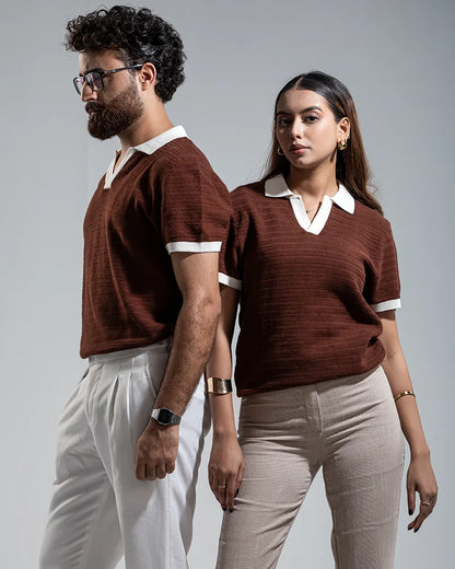 Swae Retro Knit Polo (Chocolate Brown)