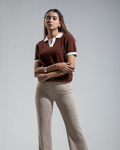 Swae Retro Knit Polo (Chocolate Brown)