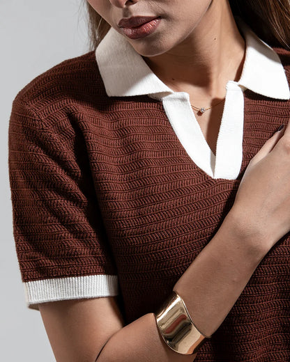 Swae Retro Knit Polo (Chocolate Brown)