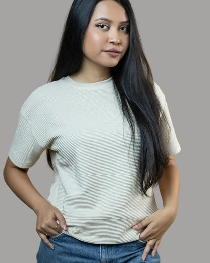 Ottoman Ribbed T-shirt (Pearl White)