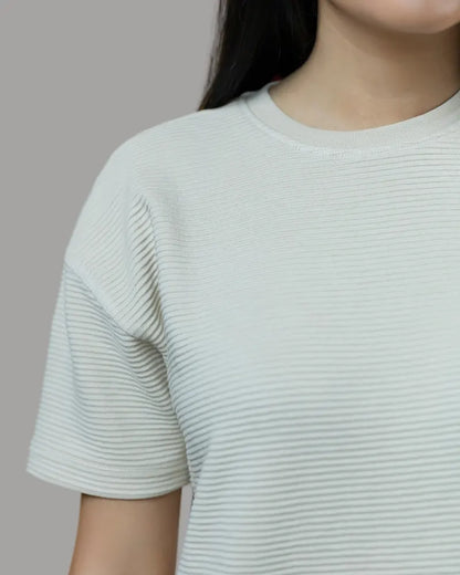Ottoman Ribbed T-shirt (Pearl White)