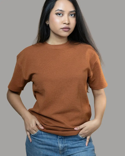 Ottoman Ribbed T-shirt (Burnt Orange)
