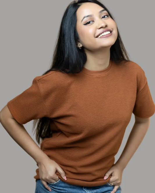 Ottoman Ribbed T-shirt (Burnt Orange)