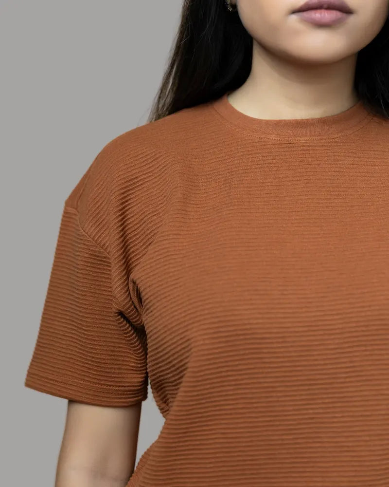Ottoman Ribbed T-shirt (Burnt Orange)