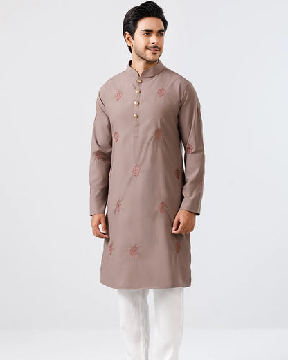 Deep Taupe Verdant Embroidered Panjabi