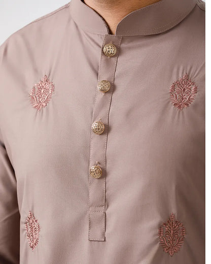 Deep Taupe Verdant Embroidered Panjabi
