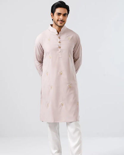 Baby Pink Bloom Embroidered Panjabi