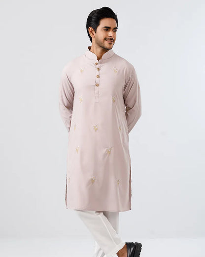 Baby Pink Bloom Embroidered Panjabi