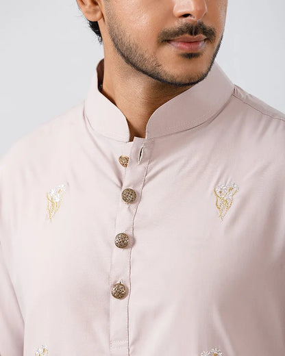 Baby Pink Bloom Embroidered Panjabi