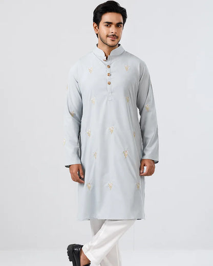 Baby Blue Bloom Embroidered Panjabi