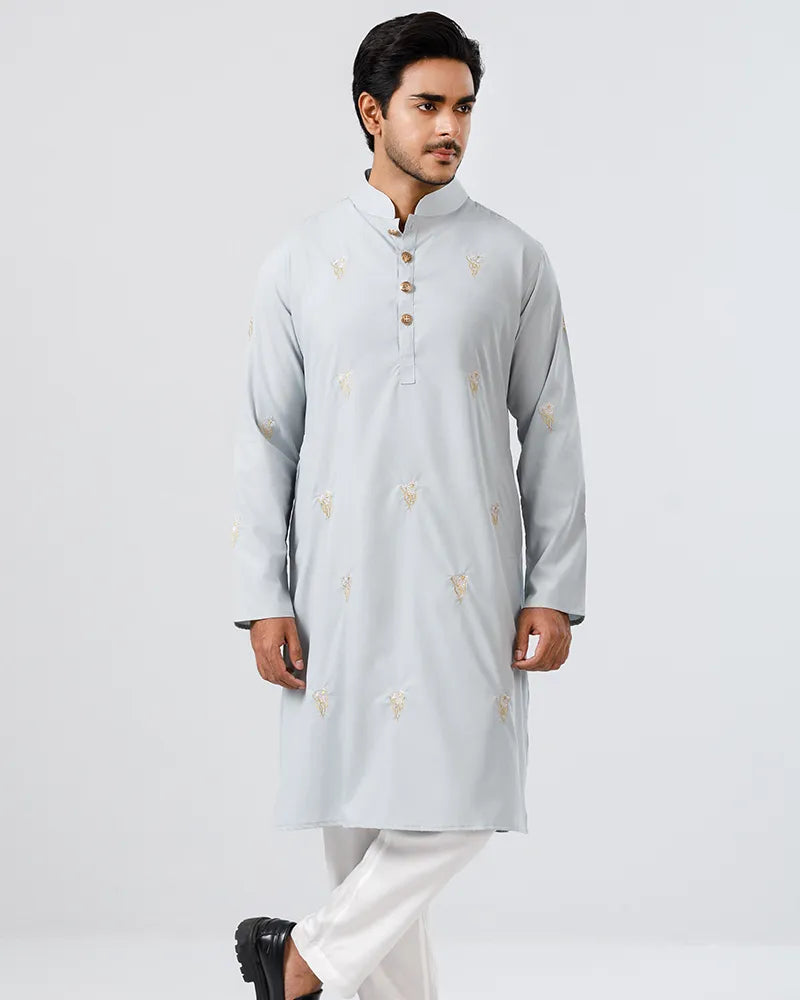 Baby Blue Bloom Embroidered Panjabi