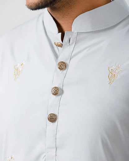 Baby Blue Bloom Embroidered Panjabi