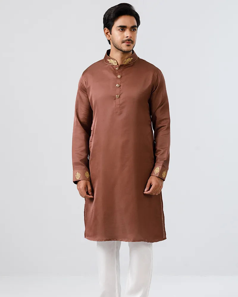 Royal Brown Regal Embroidered Panjabi