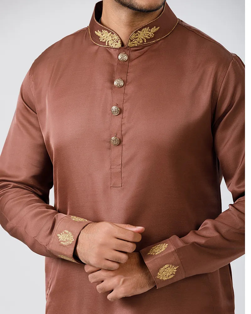 Royal Brown Regal Embroidered Panjabi