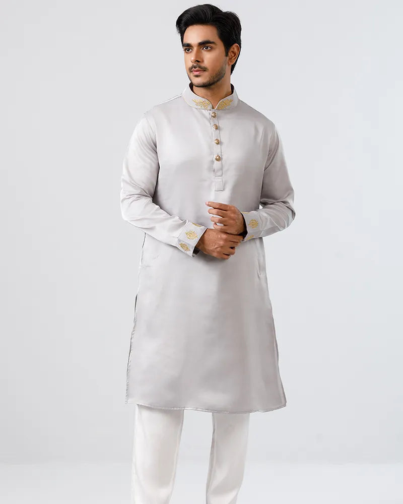 Sea Grey Regal Embroidered Panjabi
