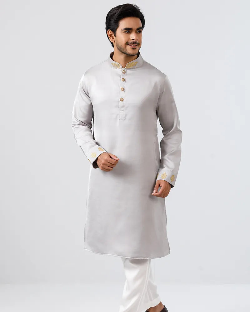 Sea Grey Regal Embroidered Panjabi