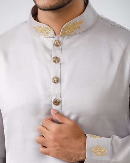 Sea Grey Regal Embroidered Panjabi