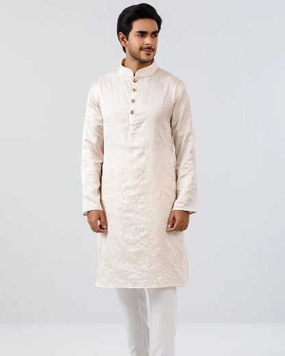 Ivory Mirage Embroidery with Sequins Panjabi