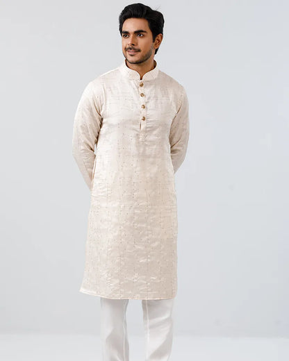 Ivory Mirage Embroidery with Sequins Panjabi