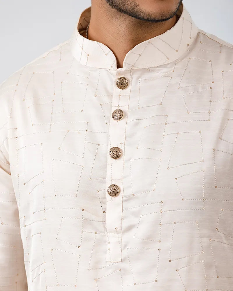 Ivory Mirage Embroidery with Sequins Panjabi
