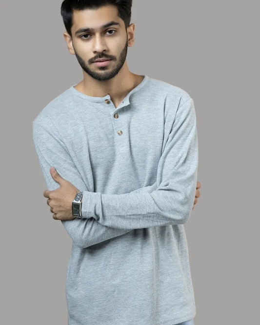 Grey Premium Henley T-shirt