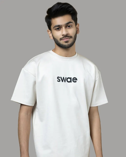 Swae Drop Shoulder Solid T-shirt (Pearl White)