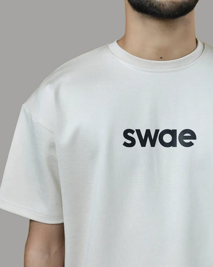 Swae Drop Shoulder Solid T-shirt (Pearl White)