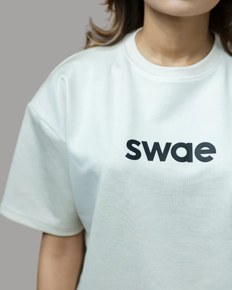 Swae Drop Shoulder Solid T-shirt (Pearl White)