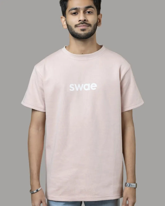 Swae Drop Shoulder Solid T-shirt (Baby Pink)
