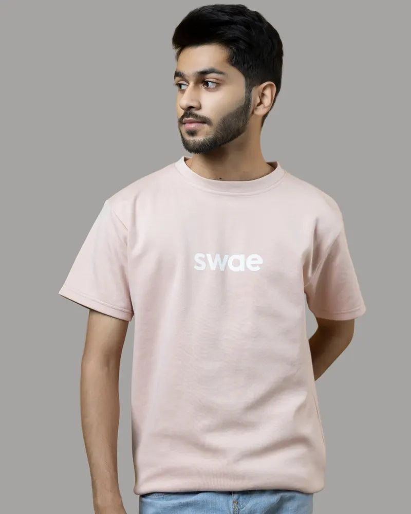 Swae Drop Shoulder Solid T-shirt (Baby Pink)