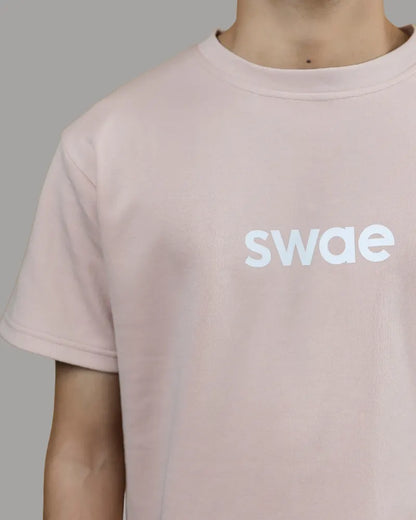 Swae Drop Shoulder Solid T-shirt (Baby Pink)