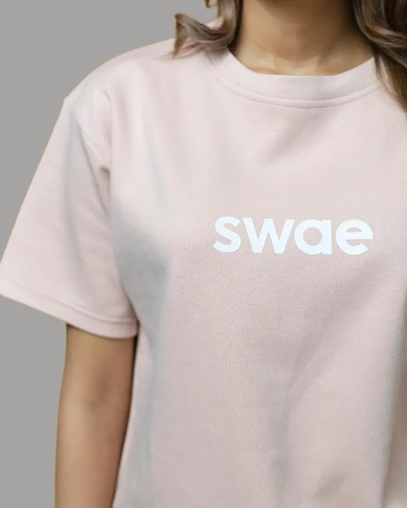 Swae Drop Shoulder Solid T-shirt (Baby Pink)