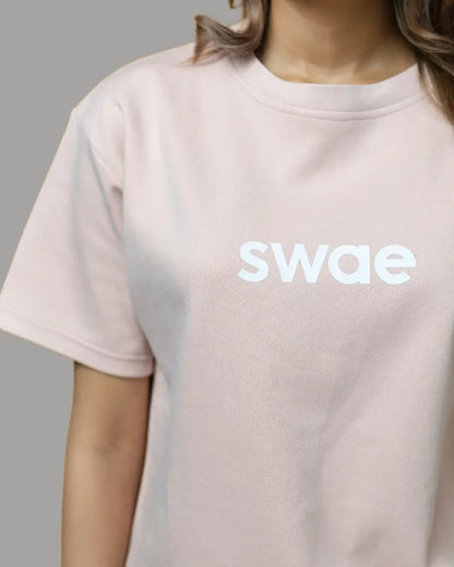 Swae Drop Shoulder Solid T-shirt (Baby Pink)