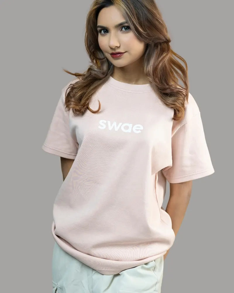 Swae Drop Shoulder Solid T-shirt (Baby Pink)
