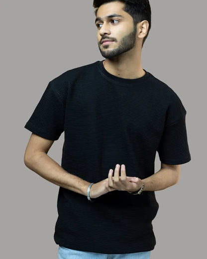 Ottoman Ribbed T-shirt (Jet Black)