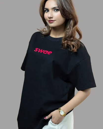 Swae Drop Shoulder Solid T-shirt (Jet Black)