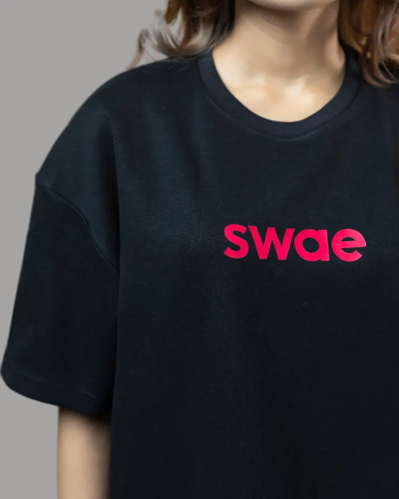 Swae Drop Shoulder Solid T-shirt (Jet Black)