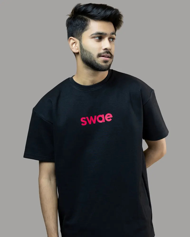Swae Drop Shoulder Solid T-shirt (Jet Black)