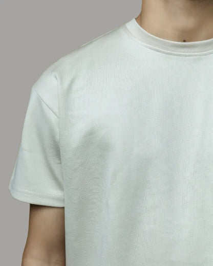 Drop Shoulder Solid T-shirt (Pearl White)