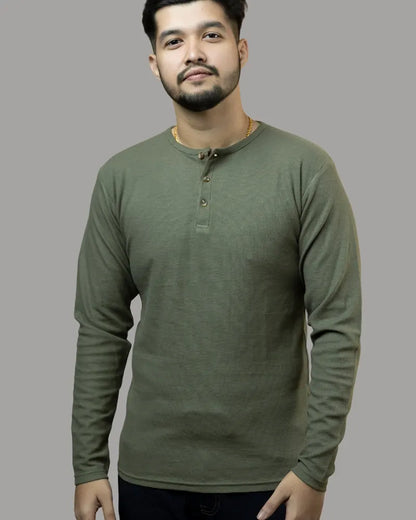 Olive Premium Henley T-shirt