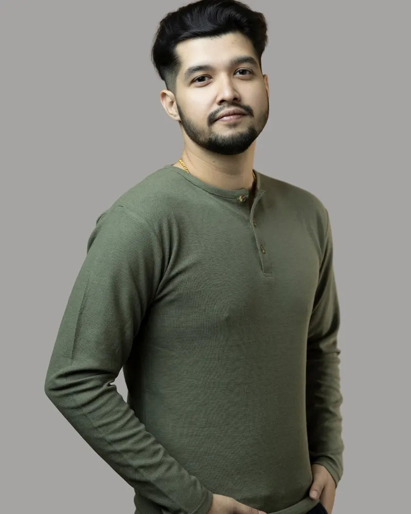 Olive Premium Henley T-shirt