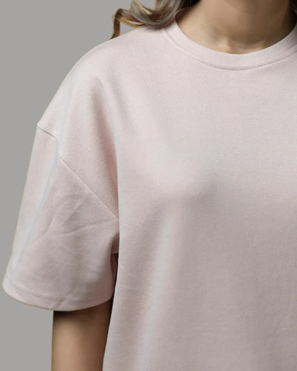 Drop Shoulder Solid T-shirt (Baby Pink)
