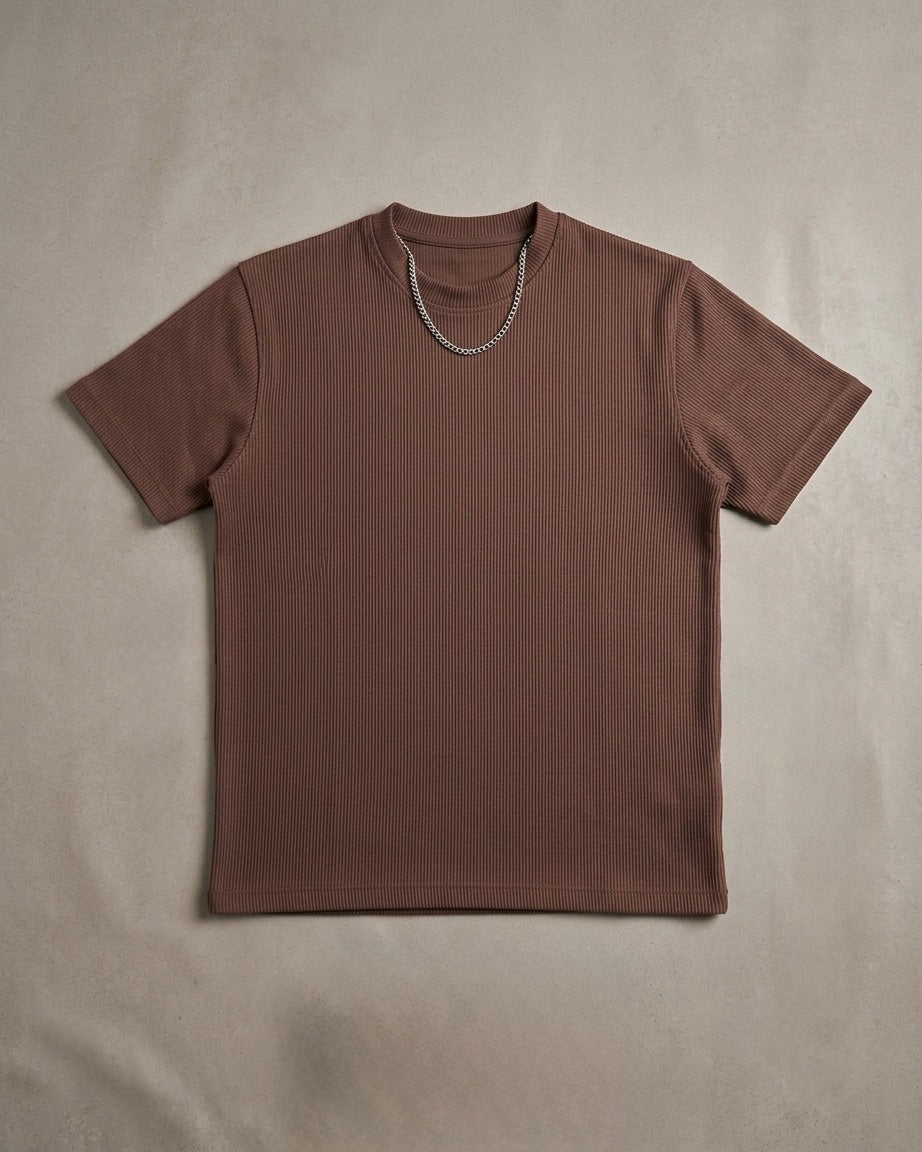 Classic Ribbed Brown T-Shirt