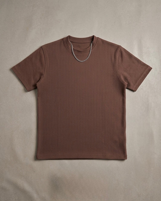 Classic Ribbed Brown T-Shirt
