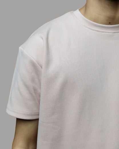 Drop Shoulder Solid T-shirt (Baby Pink)